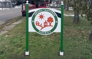 wayfinding sign grand traverse neighborhood, Flint, MI
