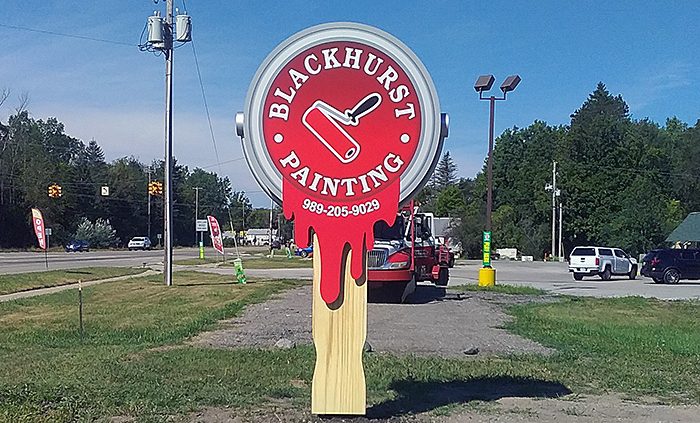 custom paint bucket pylon sign